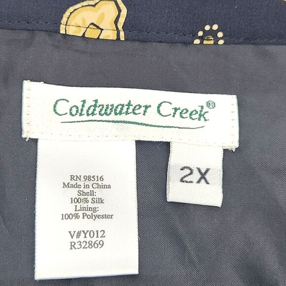 Coldwater Creek Silk Midi Maxi Skirt Size 2X Womens Black Beige Faux Wrap - Picture 5 of 9